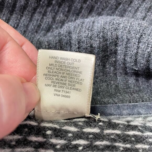 Vintage LL Bean grey pink 100% lambswool floral button up cardigan women’s large - Picture 5 of 7